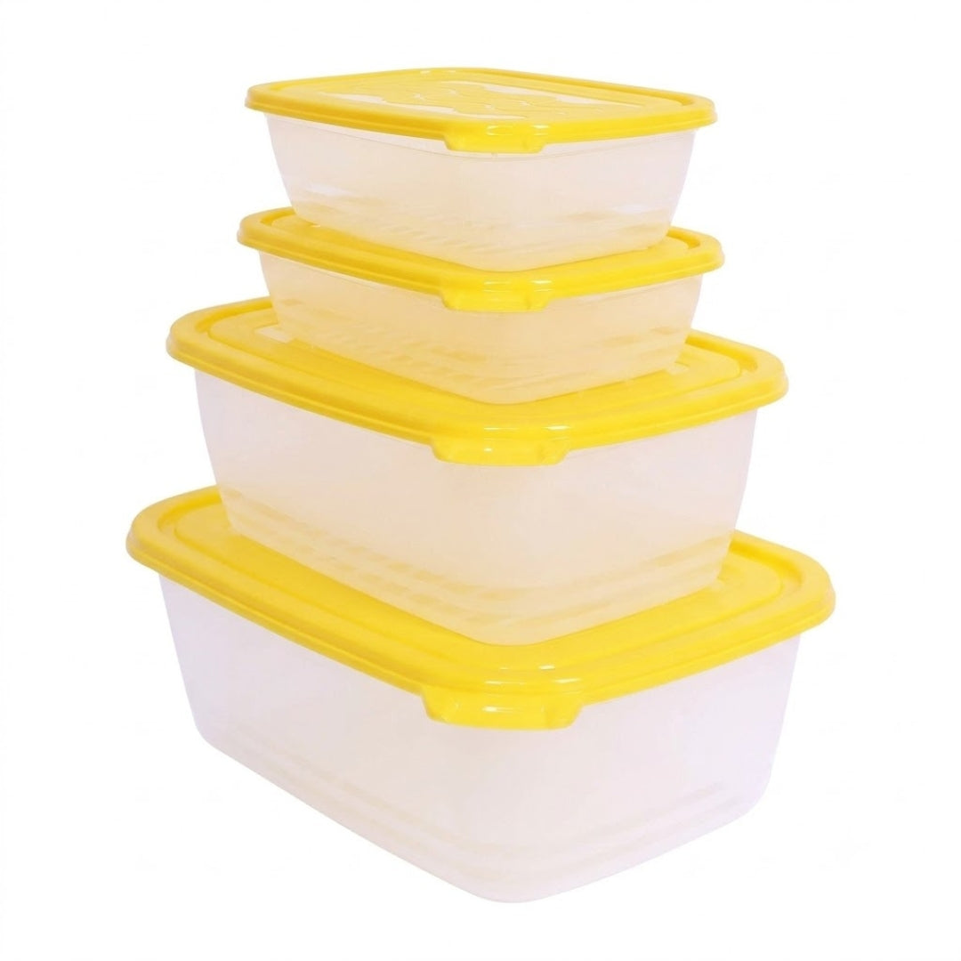 5-Piece Acrylic Rectangular Fridge Container Set with Airtight Lids – Master Yellow 🫙💛