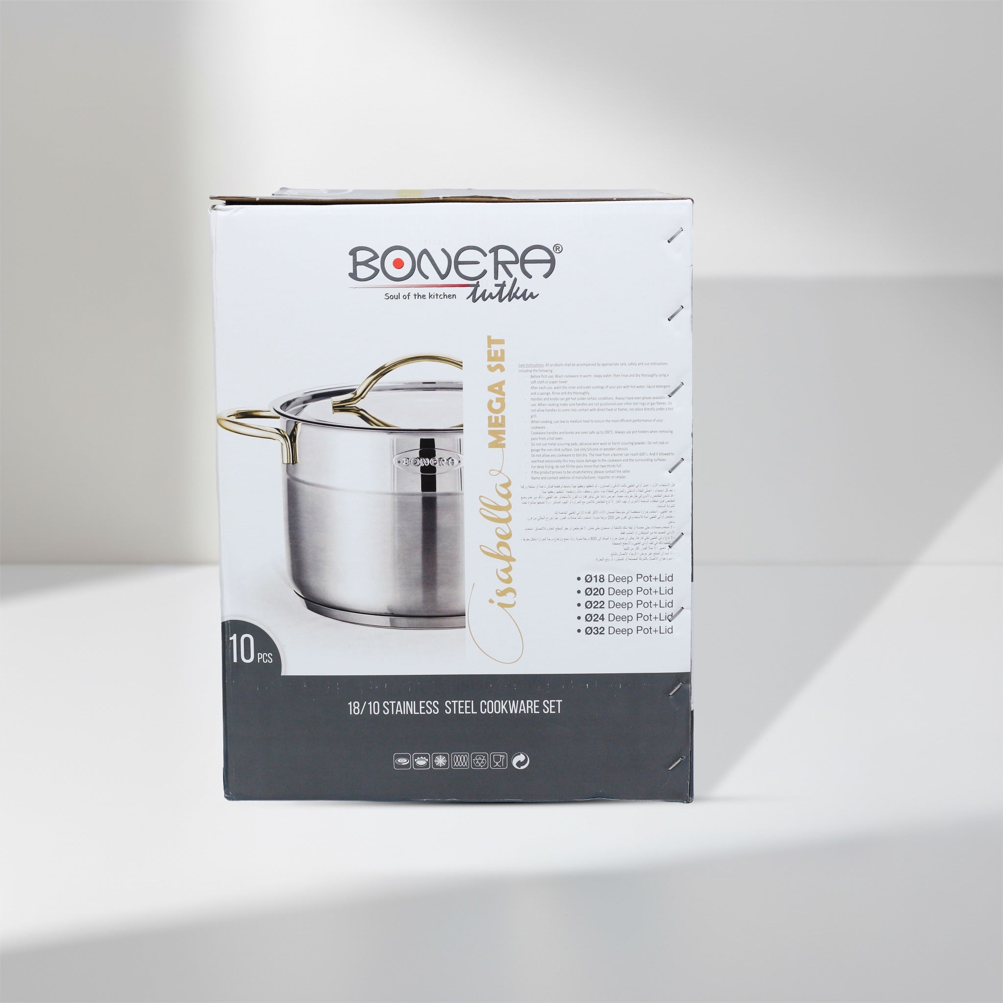 Bonera Tutku Isabella Mega Set  10 PCS Stainless Steel Cookware Set