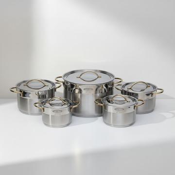 Bonera Tutku Isabella Mega Set  10 PCS Stainless Steel Cookware Set