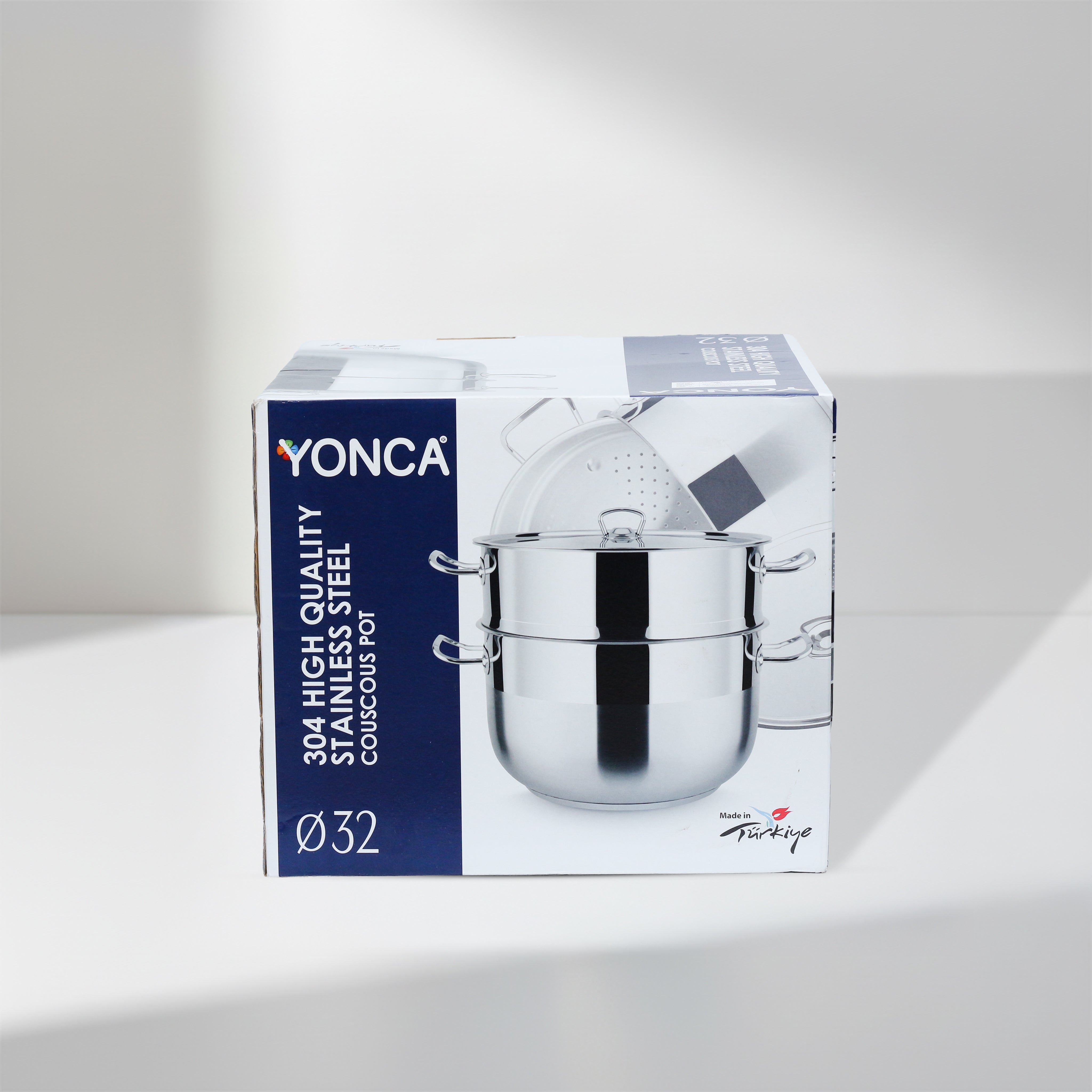 YONCA 304 High-Quality Stainless Steel Couscous Pot & Steamer (32 cm) – Made in Türkiye