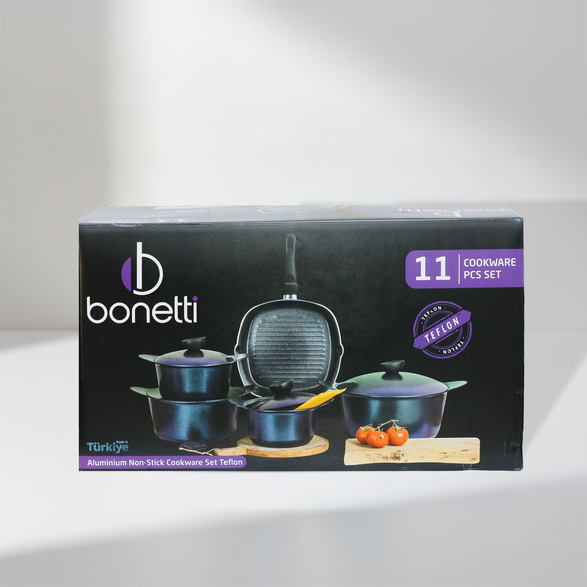 Bonetti 11-Piece Aluminum Non-Stick Cookware Set – Teflon Coated