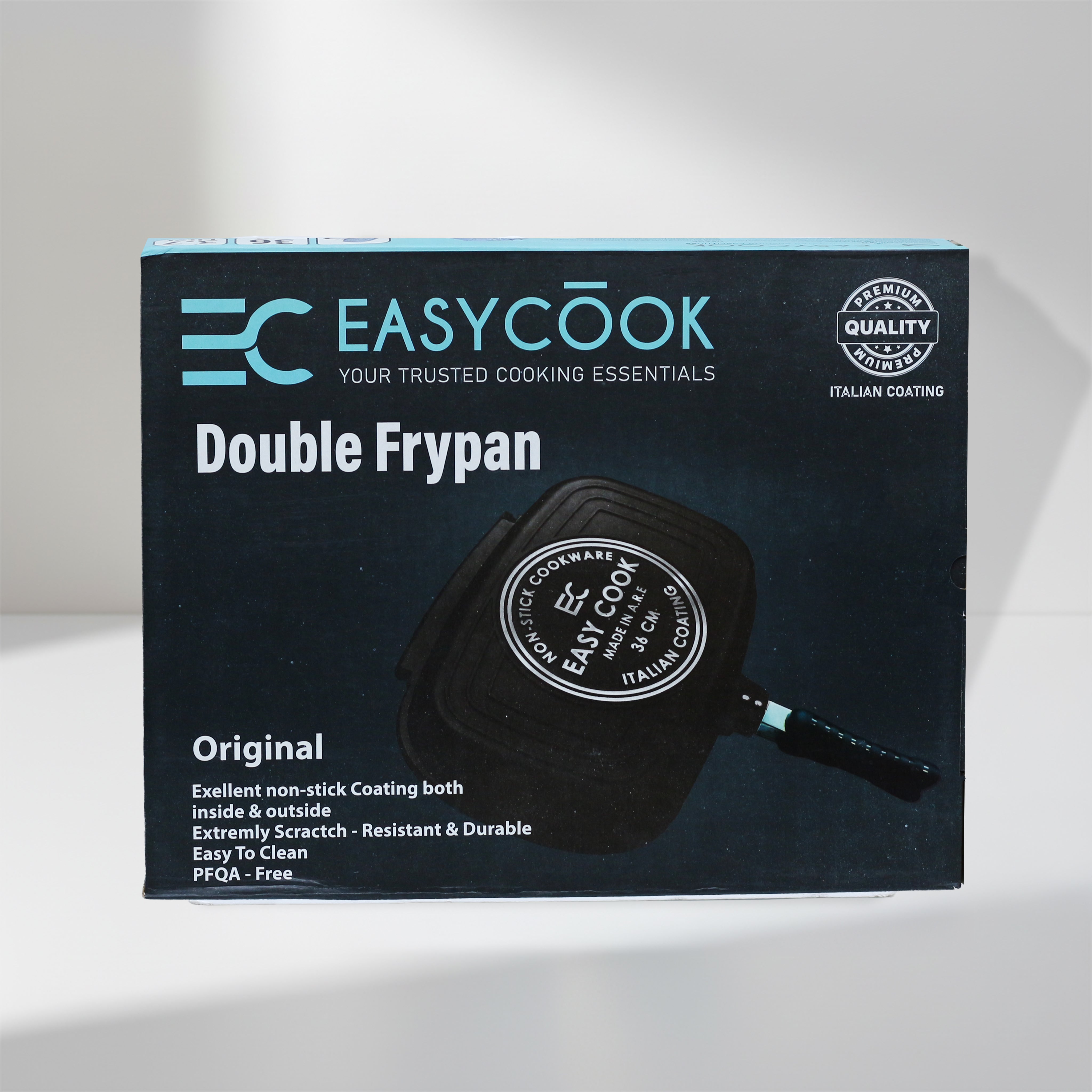 EasyCook 36 cm Double Frypan & Grill with Premium Italian Non-Stick Coating