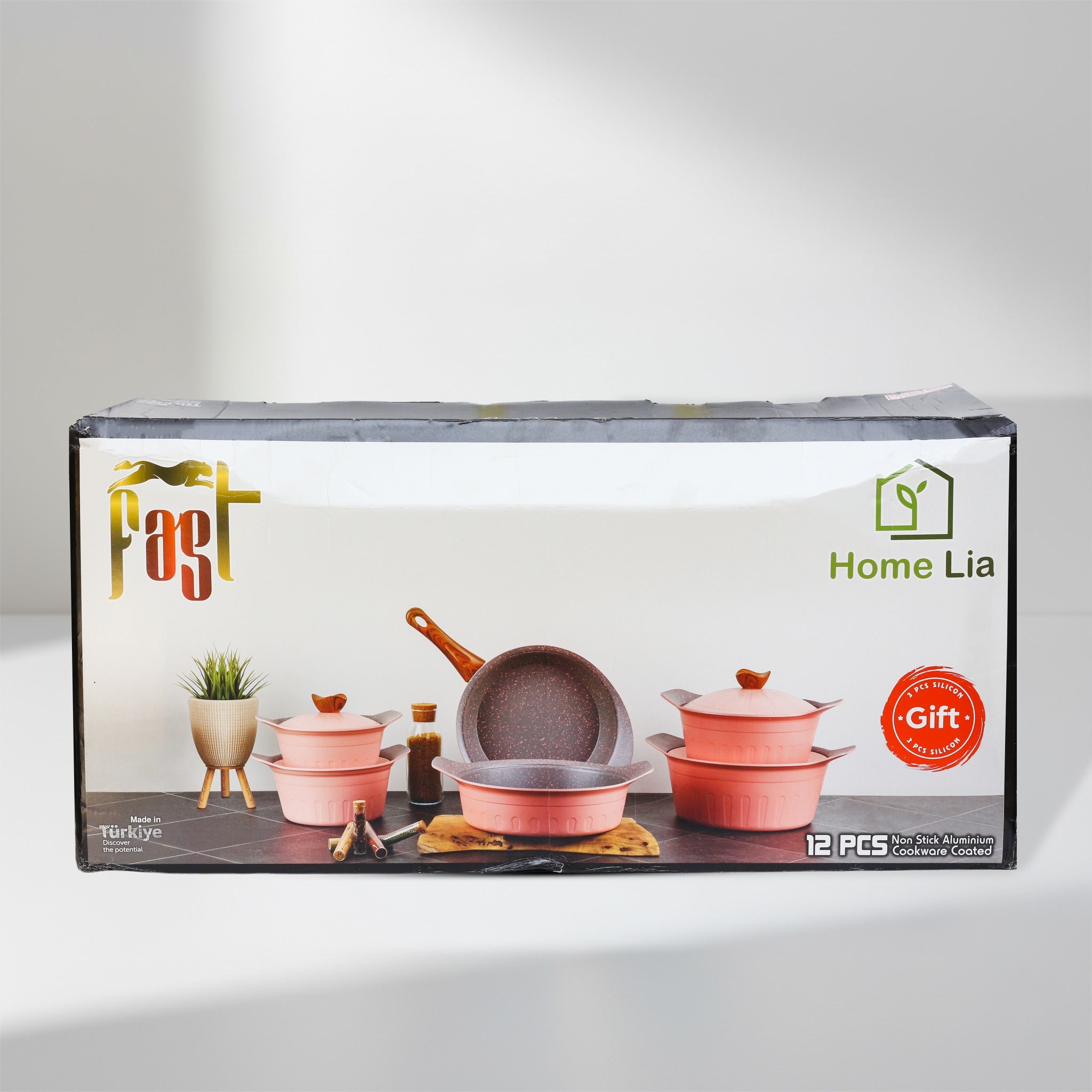 Fast Home Lia 12-Piece Non-Stick Aluminum Cookware Set – With Gift