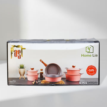 Fast Home Lia 12-Piece Non-Stick Aluminum Cookware Set – With Gift