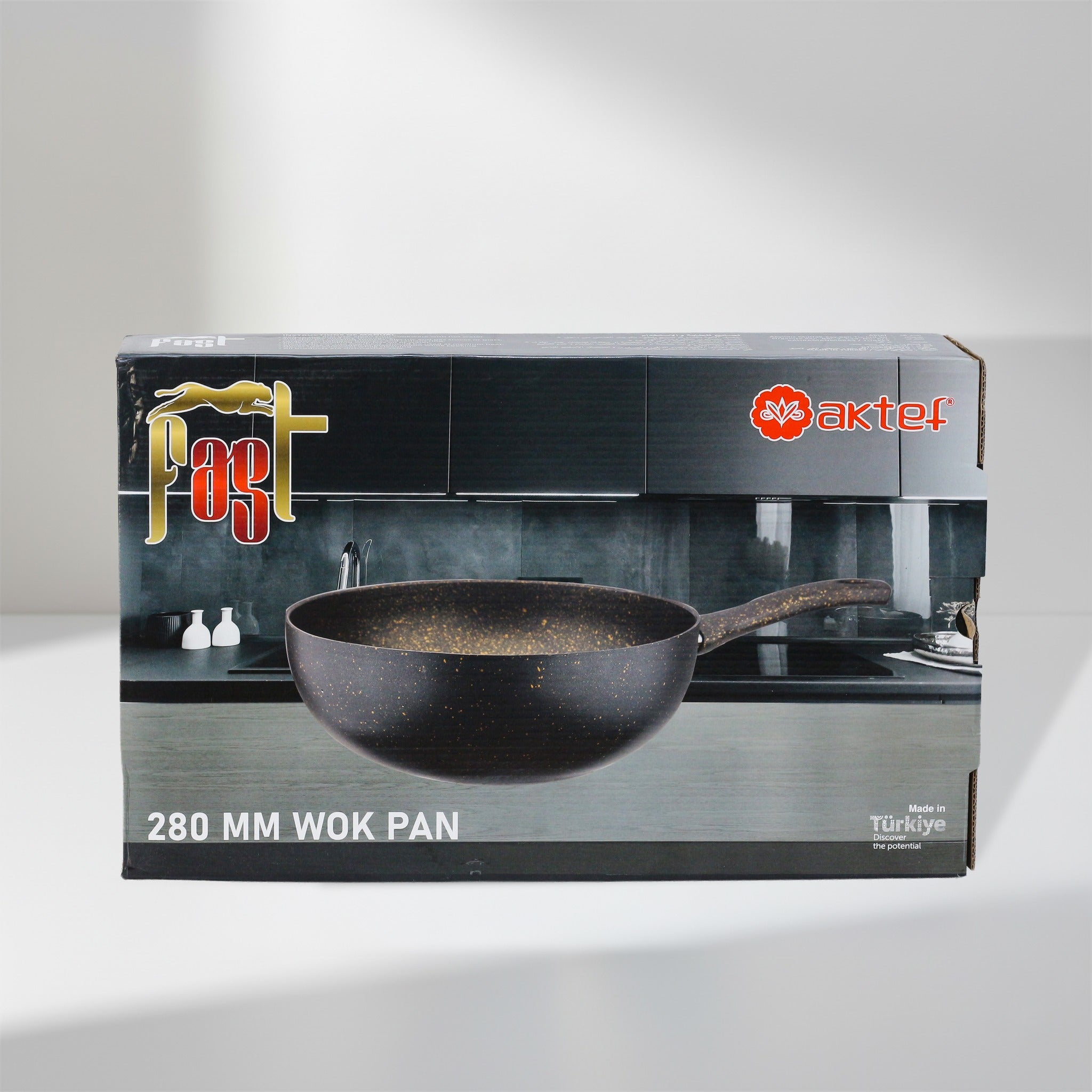 Fast by Aktef 280 mm Non-Stick Wok Pan – Premium Granite Coating