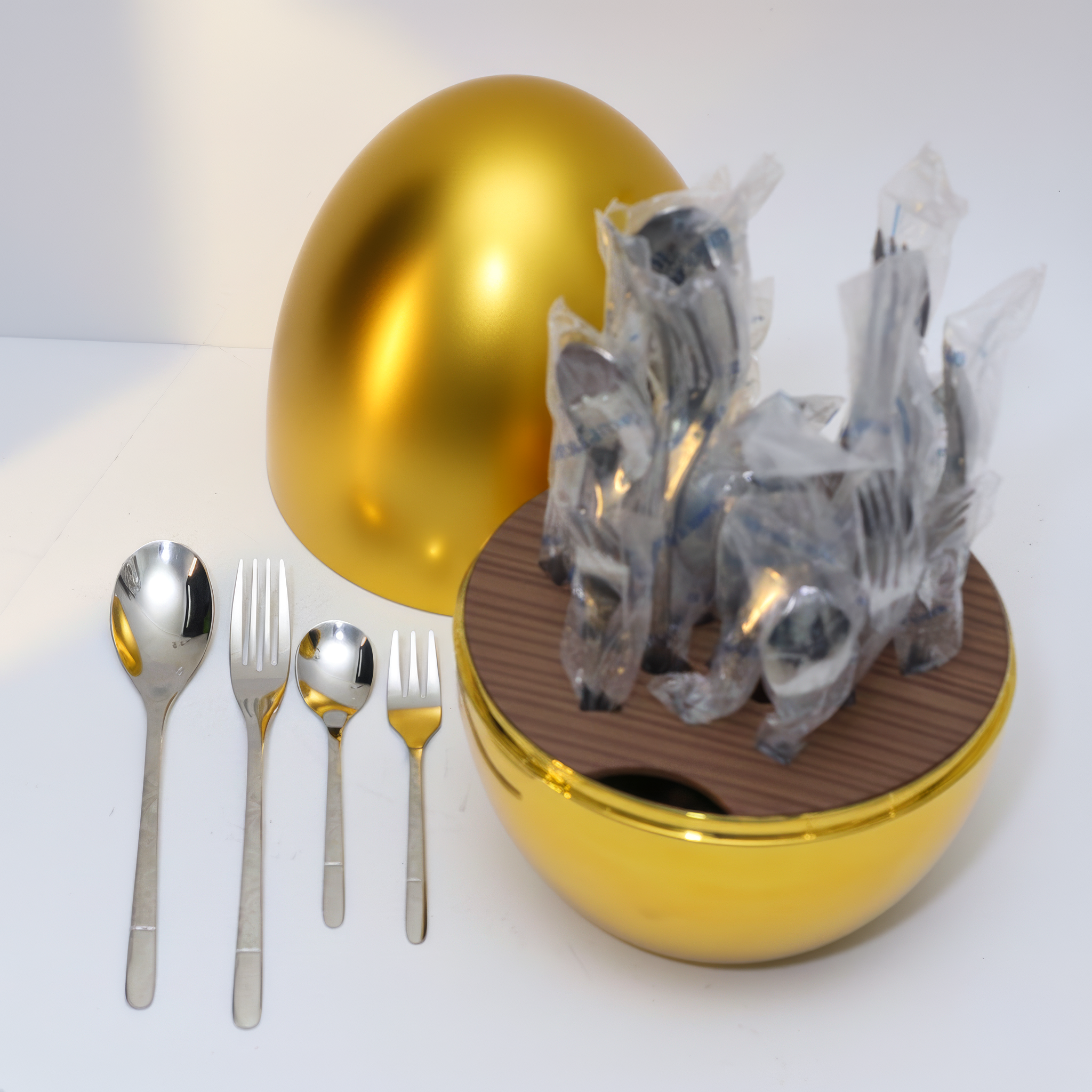 24-Piece Arshia Stainless Steel Cutlery Set with Marble Egg Stand
