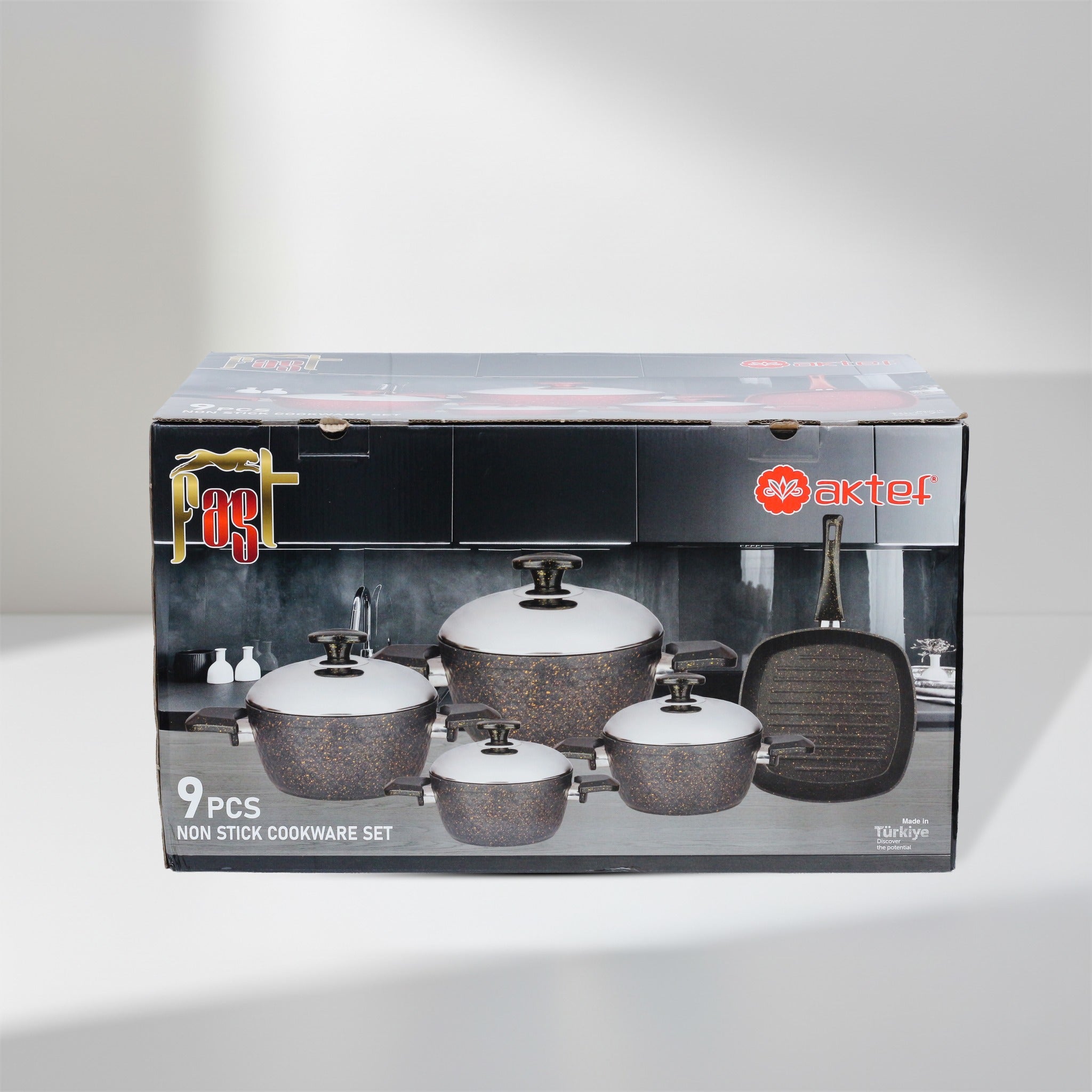 Fast by Aktef 9-Piece Non-Stick Granite Cookware Set