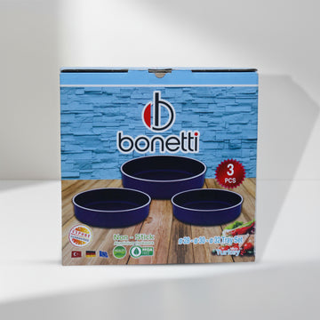 Bonetti 3-Piece Non-Stick Round Tray Set – 28 / 30 / 32 cm