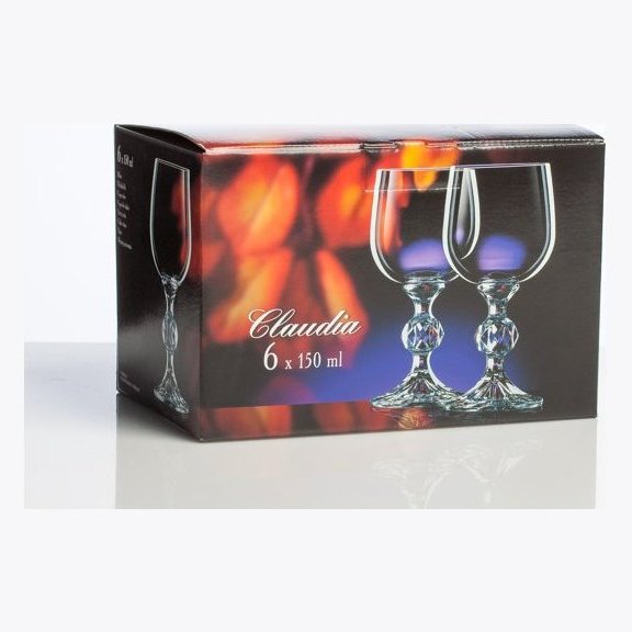 6-Piece Crystal Glass Goblet Set – Claudia Collection (150 ml) 🥂✨